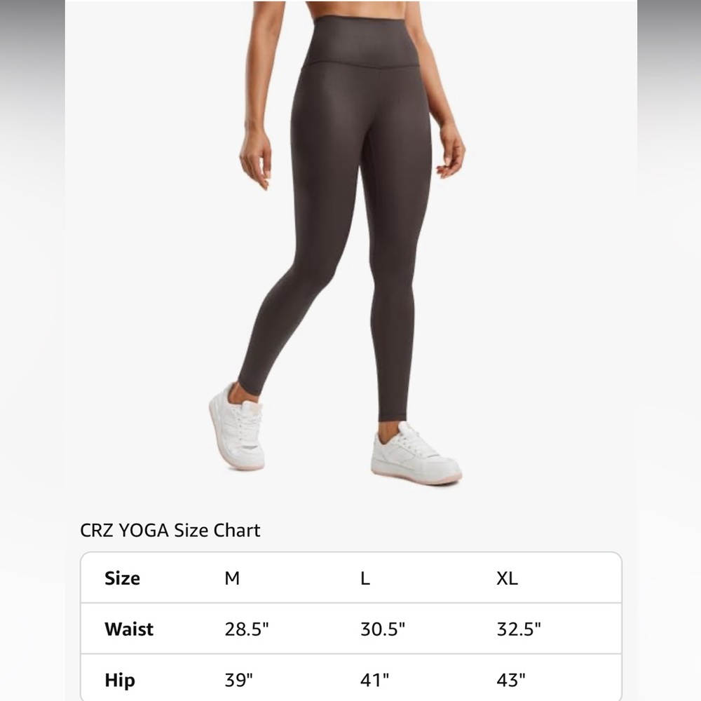 CRZ YOGA Butterluxe Matte Faux Leather Leggings 28" - High Waisted Stretch - Picture 4 of 6